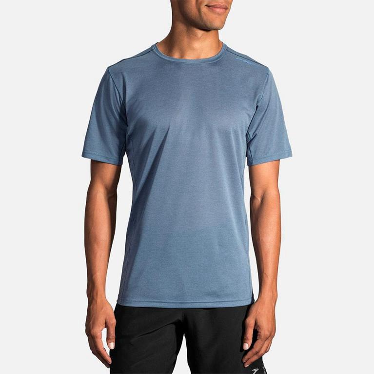 Brooks Ghost Short Sleeve Running Shirt - Men's - Blue (90647-QXHJ)